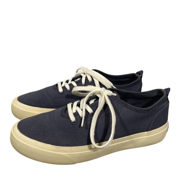 Everlane Womens Navy Canvas Lace-Up Sneakers Casual Comfort Shoes Size 7.5 - Picture 1 of 12
